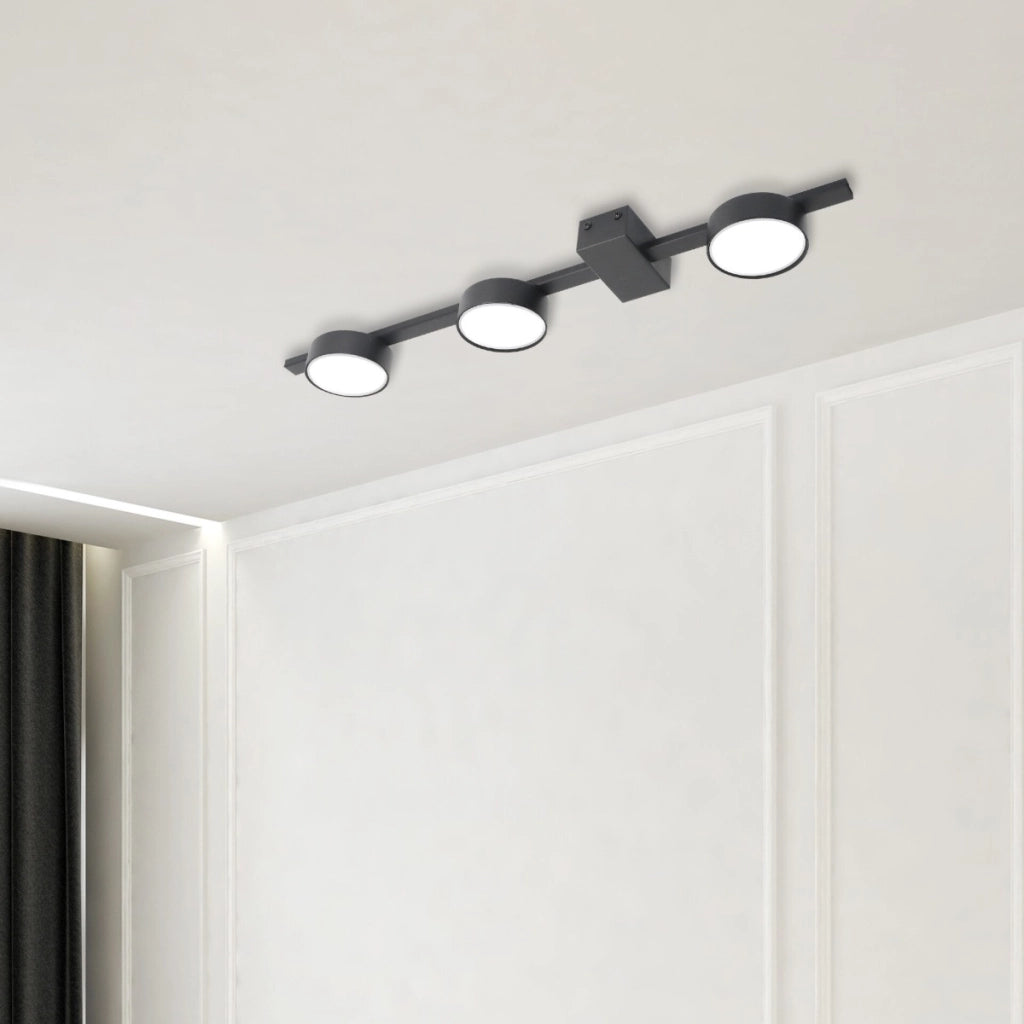 Faretto soffitto barra 3 luci nero GX53 3x10W Polux
