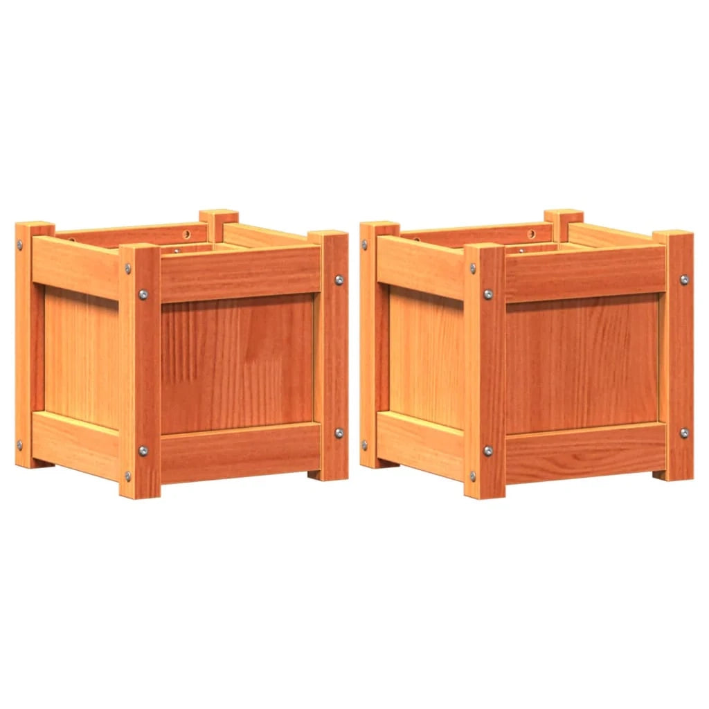 Fioriera aiuola rialzata fioriera aiuola giardino terrazza set da 2 cerata legno massello di pino marrone 02_0039068