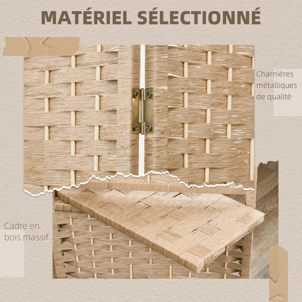 Paravento 4 ante con ripiani ¨C zephmum ¨C legno 160x170 cm