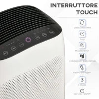 Purificatore d'Aria Filtro HEPA Triplo Strato, 3 Velocità, Modalità Sonno e Timer, 32.7x22x55.8cm, Bianco