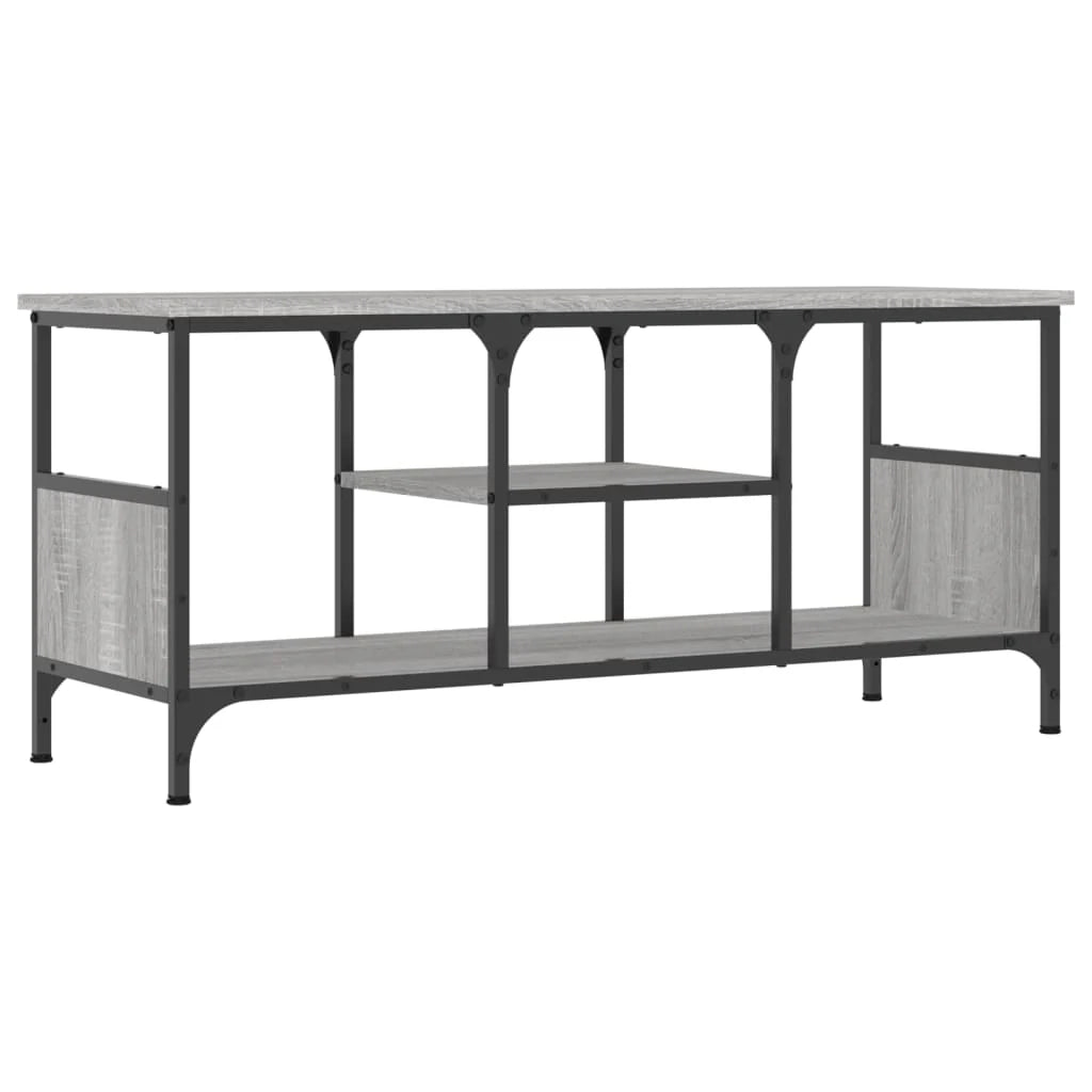 Mobile TV multimediale mensola TV credenza TV sala da pranzo soggiorno camera da letto Sonoma 100 x 35 x 45 cm legno ingegnerizzato e ferro grigio 02_0028335