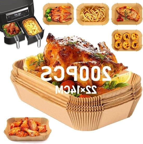 Parchment carta per forno 200 pezzi 22x14 cm - Impermeabile e resistente all'olio - Compatibile con Airfryer 22x14 cm - Modello compatibile AF300EU/AF400EU