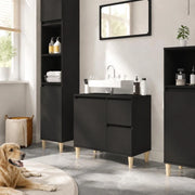 Bathroom Cabinet Black 65x33x60 Cm Made Of Wood