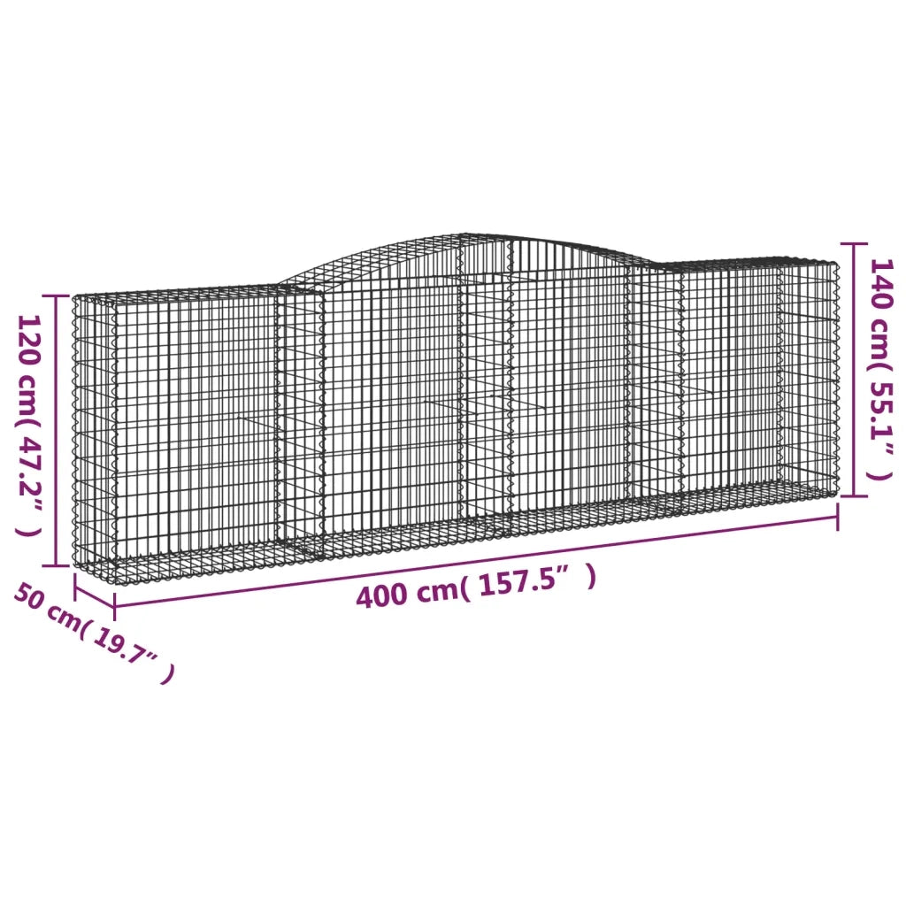 Cesti Gabbioni ad Arco 8 pz 400x50x120/140 cm Ferro Zincato 3147015