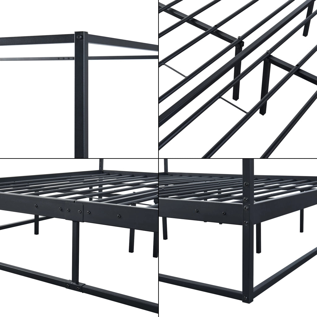 Letto a Baldacchino Kristianstad Struttura in Metallo Nero 180 x 200 cm [en.casa]