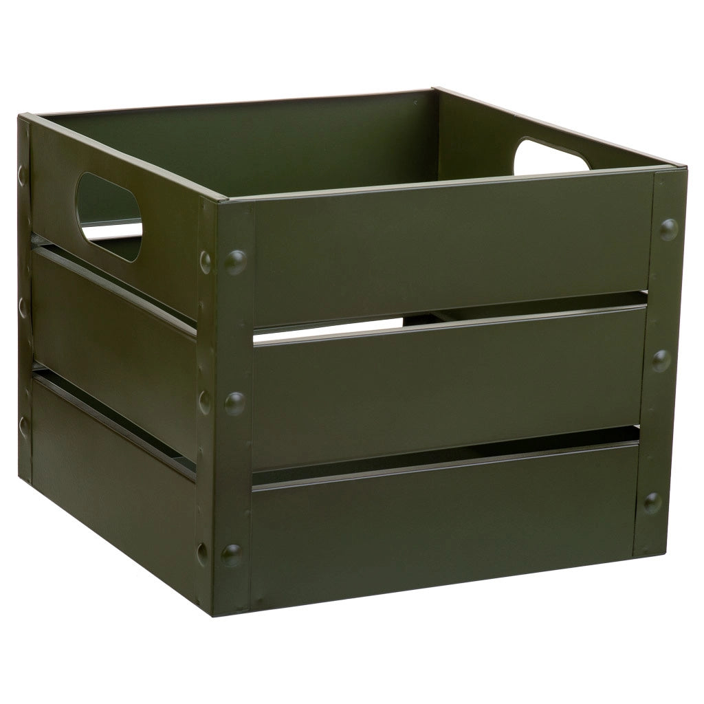 Cestino quadrato in metallo stampato verde 26x26x20