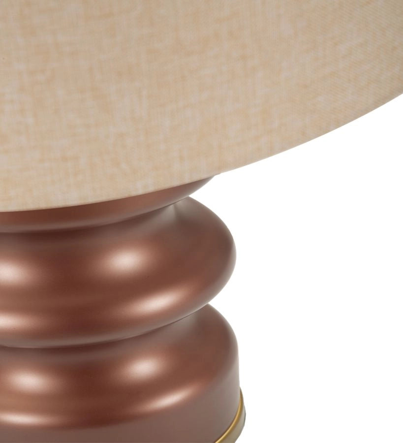 Lampada da Tavolo Rosenthal Ø36,5x56,5 cm in Vetro e Ferro e Tessuto Marrone e Oro