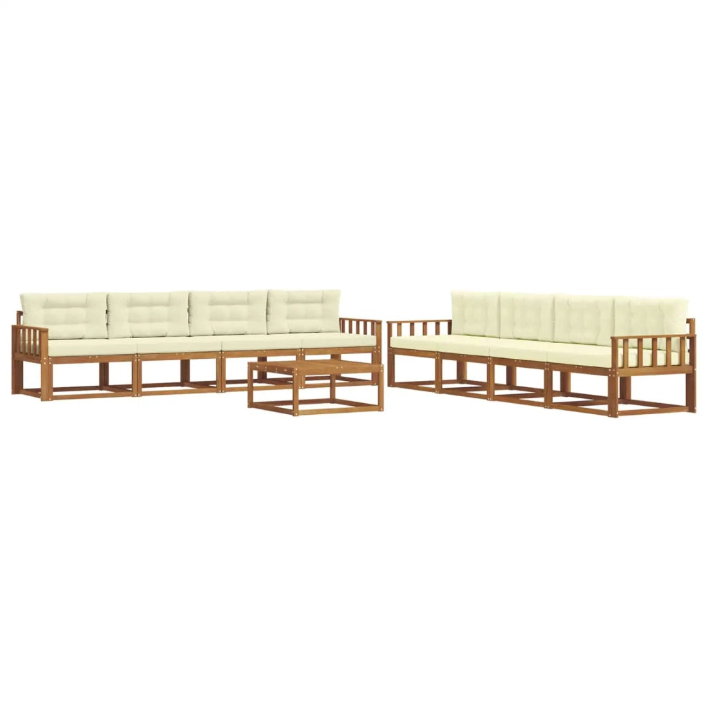 Set di divani da esterno con cuscino 9 pcs Naturale e Crema 3367363