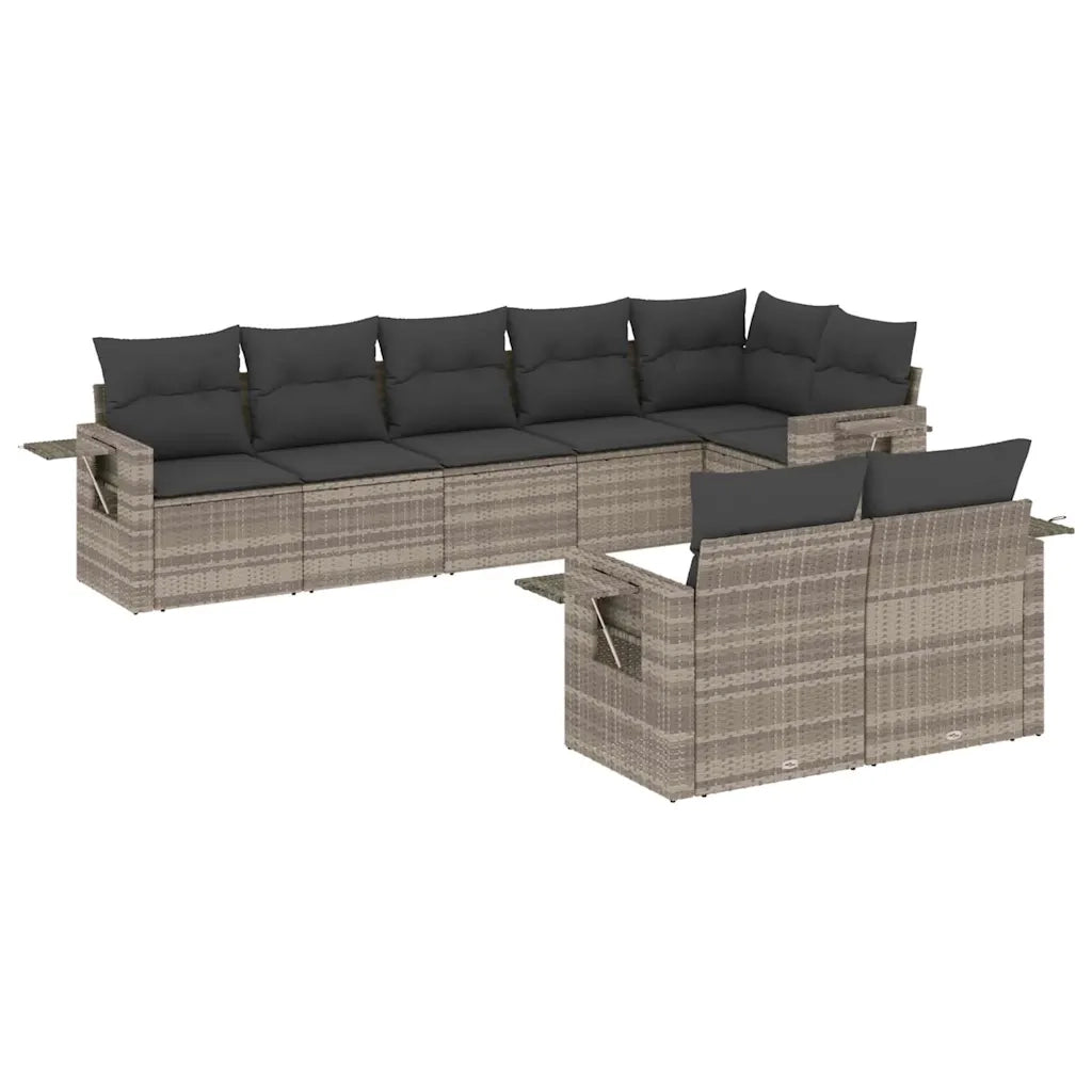 Set Divano da Giardino 8pz con Cuscini Grigio Chiaro Polyrattan 3220421
