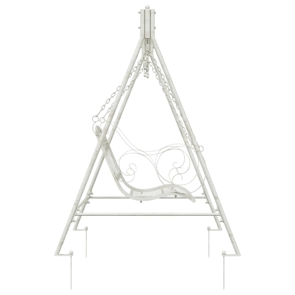 Panchina a Dondolo Acciaio 113 x 121,5 x 168 cm Bianco Antico 3429260