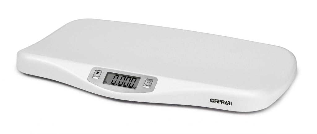 G3 ferrari g30021 crescobene bilancia pesa bimbi, 5 gr/ 20 kg, display lcd, funzione di blocco pesata, bianco