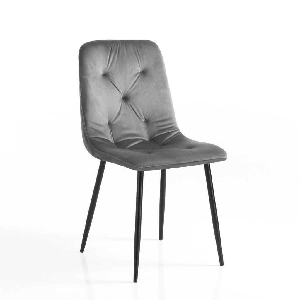 Sedia BRITT GREY in tessuto grigio con struttura in metallo nero