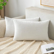 Set di cuscini decorativi 30 x 50 cm con corda in pelle di velluto, set di 2, pure bianche.