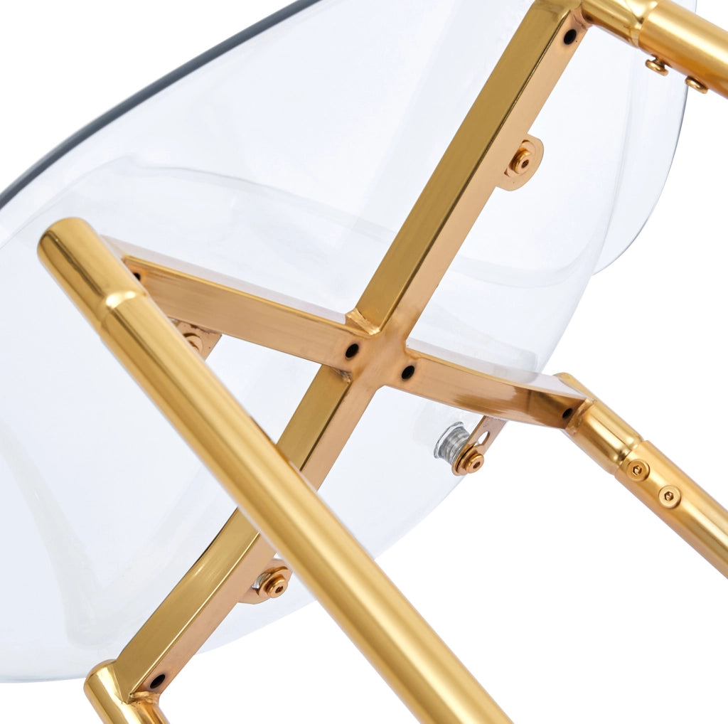 Set di sgabelli da bar trasparenti con struttura oro
