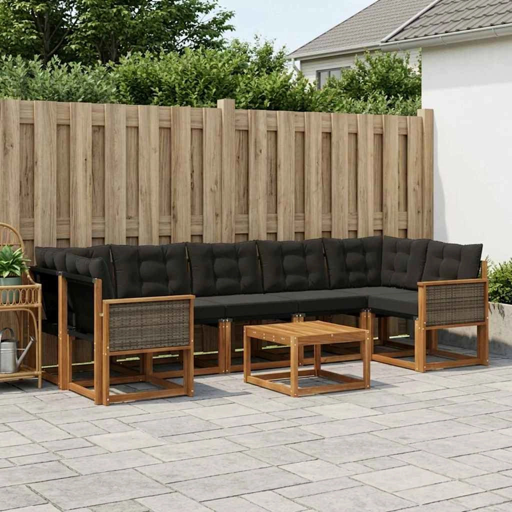 Set di divani da esterno 8 pz Naturale e Nero 3381836
