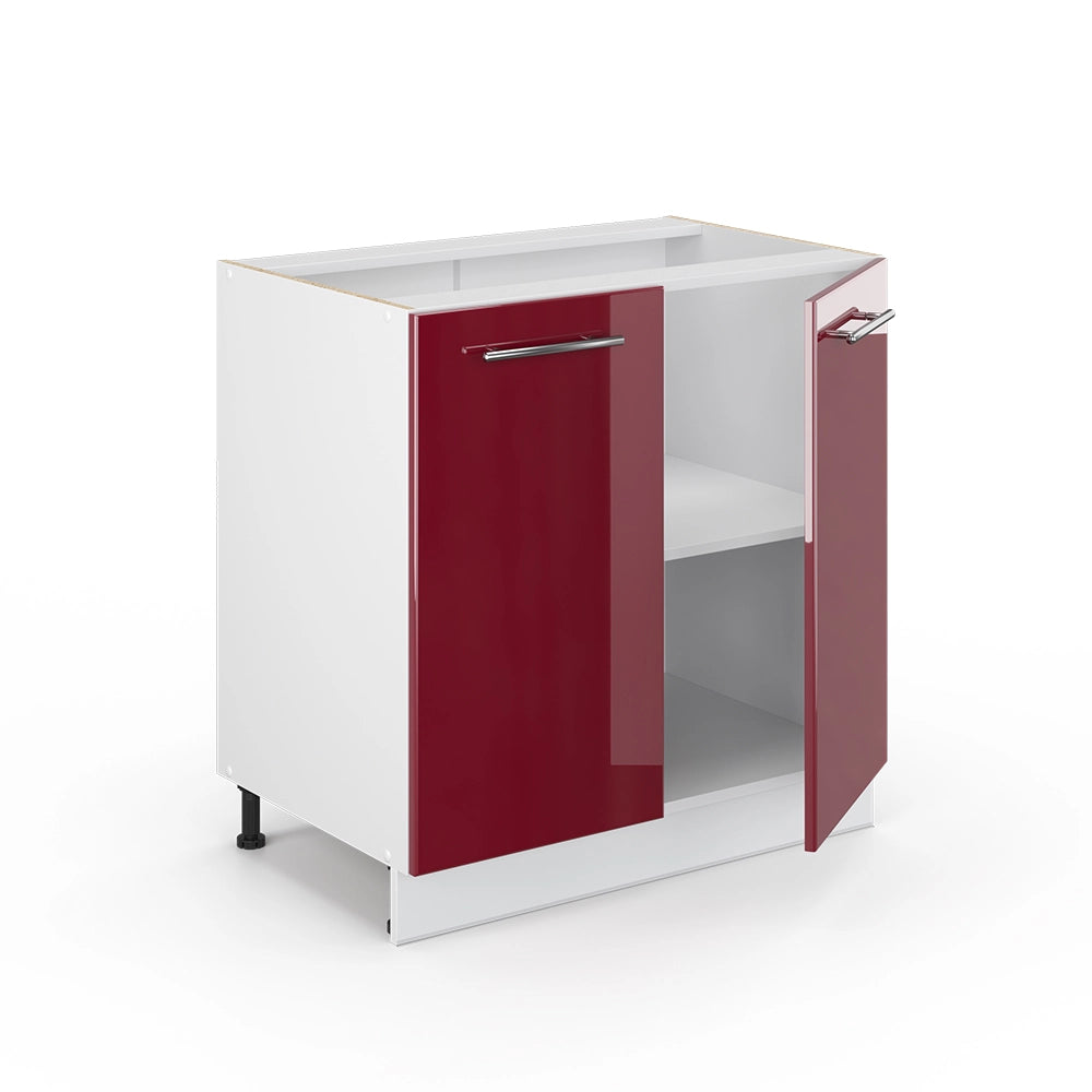 Mobile lavello cucina Fame-Line Bordeaux lucido/Bianco 80 cm con ripiano, senza piano di lavoro Vicco