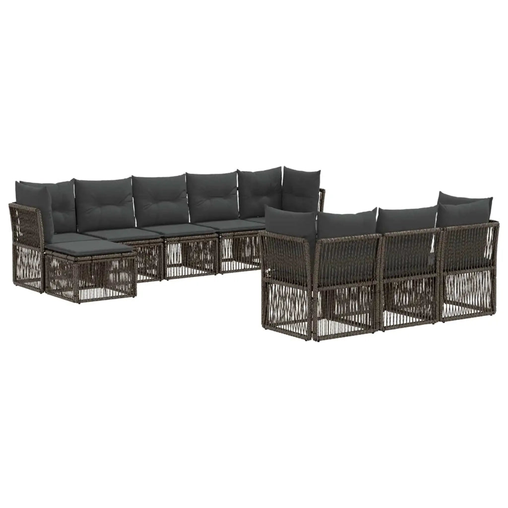 Set Divano da Giardino 10 pcs Grigio polyrattan 3434369