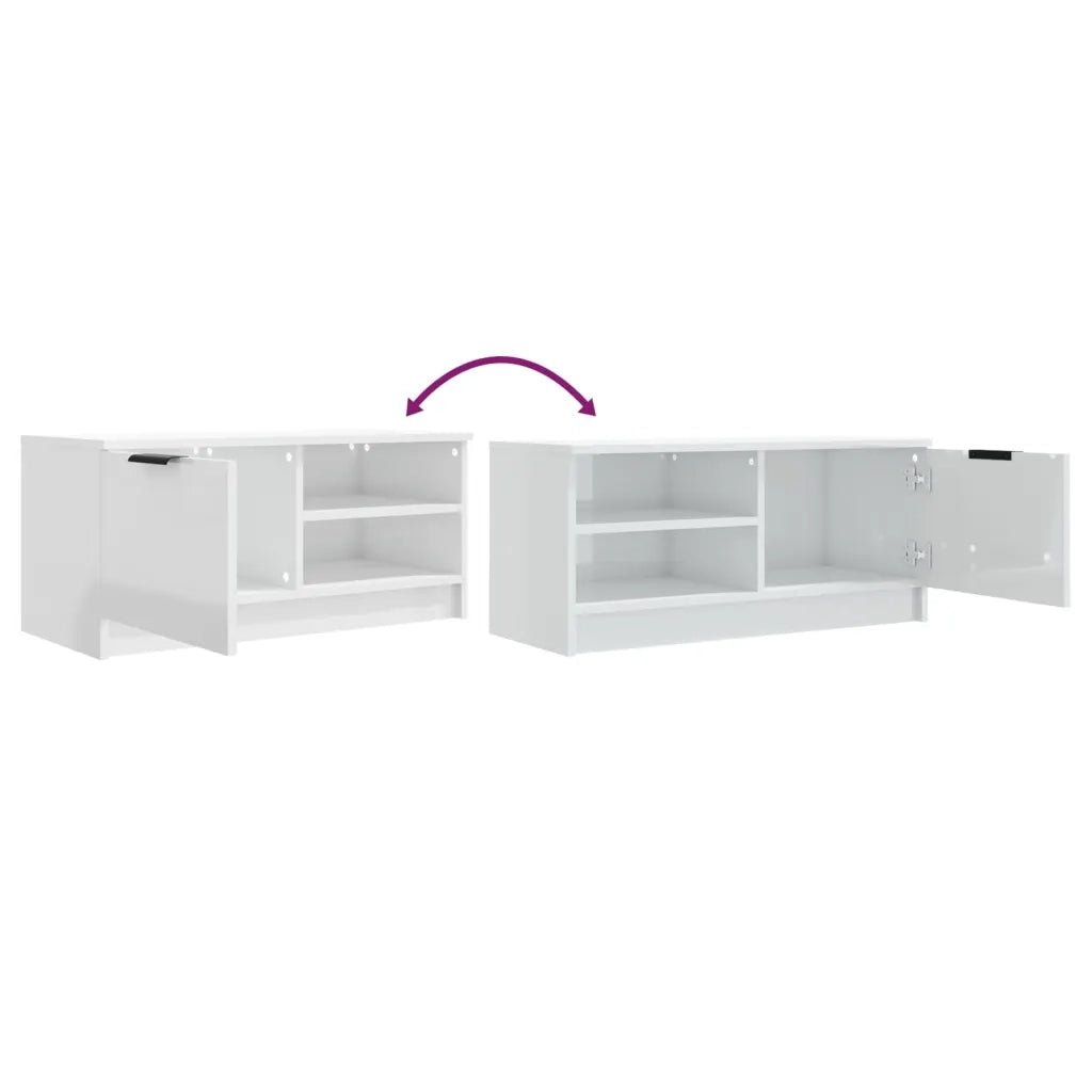 Mobile Porta TV-Credenza TV Bianco Lucido 80x35x45 cm in Legno Multistrato