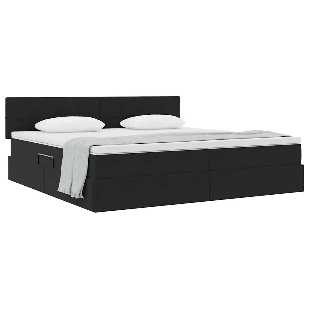 Letto con Contenitore con materasso Nero 200 x 200 cm Velluto 3370781