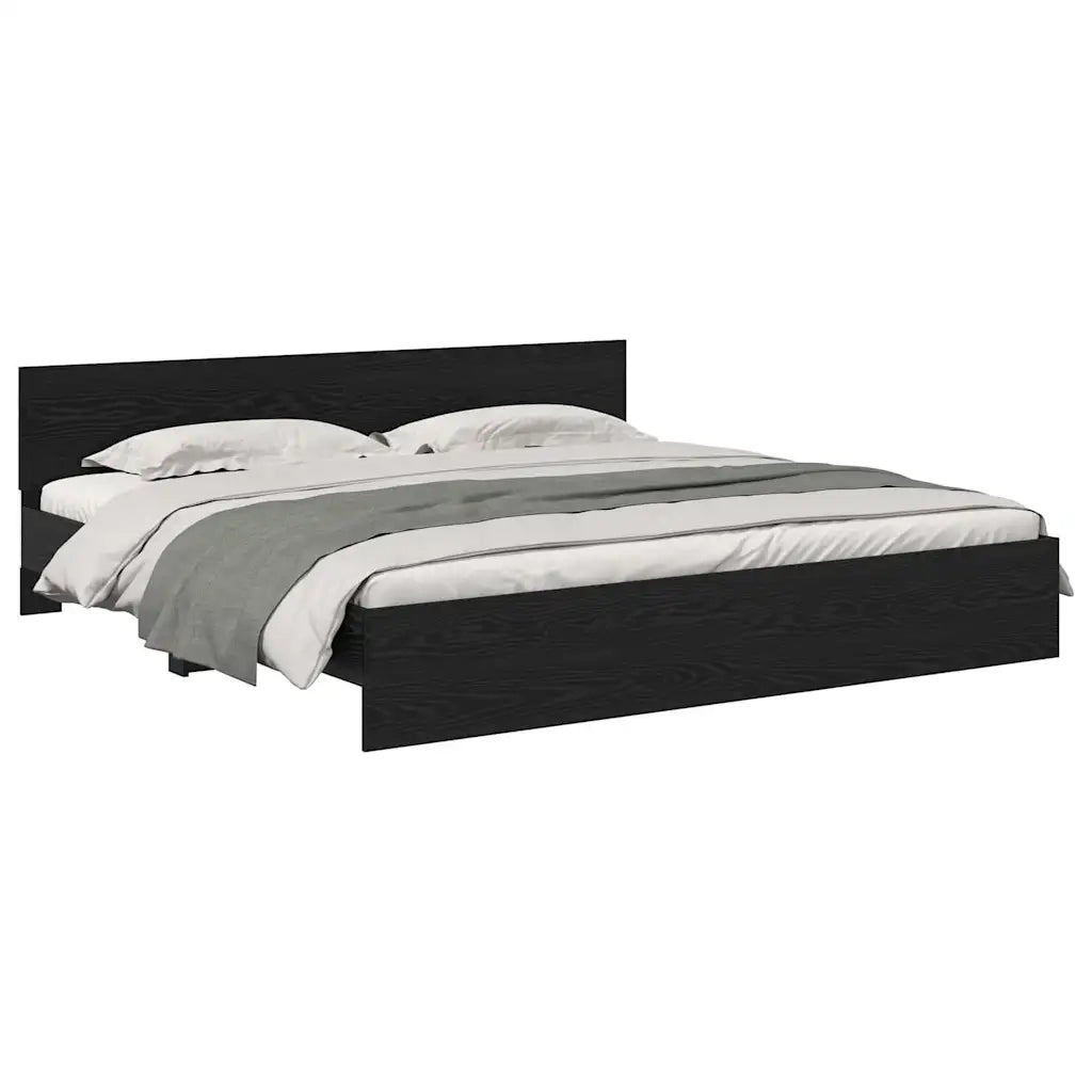 Struttura del letto Rovere Nero 200 x 200 cm Legno multistrato 3403603