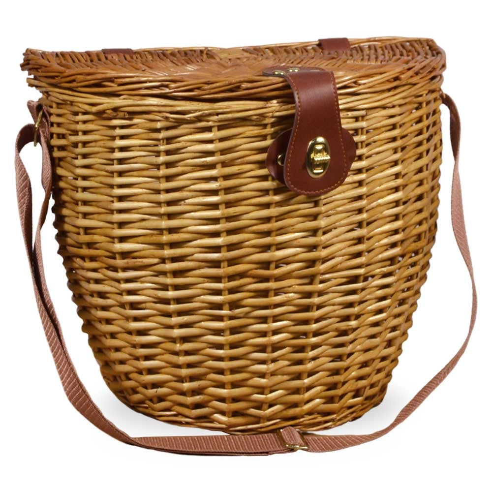 Cesto cestino Stive in vero Vimini con Coperchio e Tracolla 36 x 21 x h 30 cm