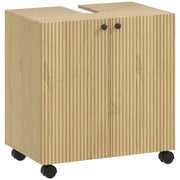 Mobile sottolavabo per bagno in legno con ripiano a 3 livelli e ruote