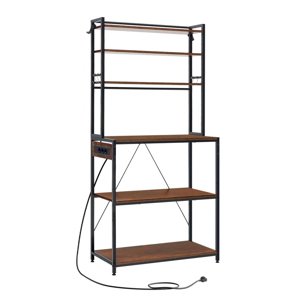 MENSOLA CUCINA con prese 80 x 167 x 40 cm Rustico Marrone