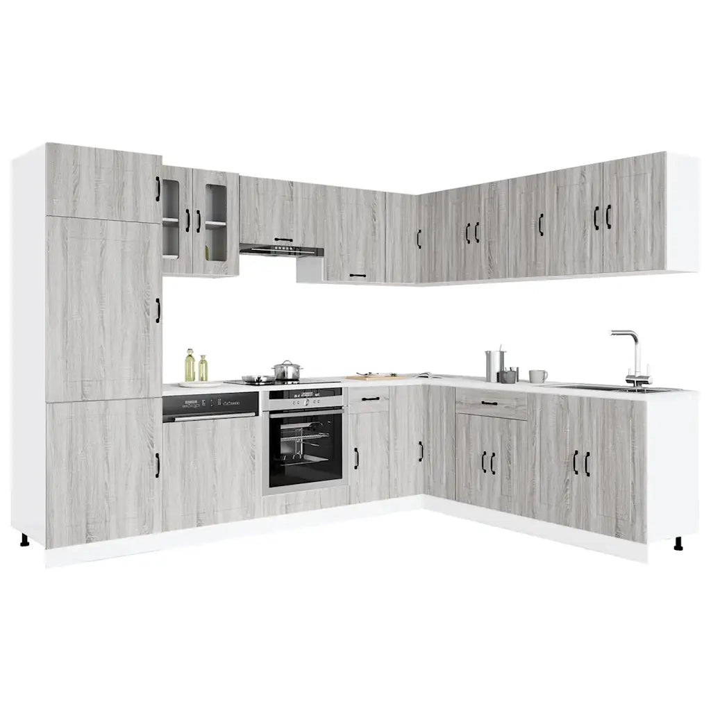 Set Mobili da Cucina 14 pz Kalmar Grigio Sonoma in Truciolato