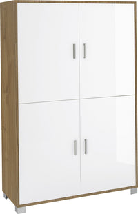 Mobile Multiuso 4 Ante 107x162x41 cm Olmo Chiaro/Bianco Lucido