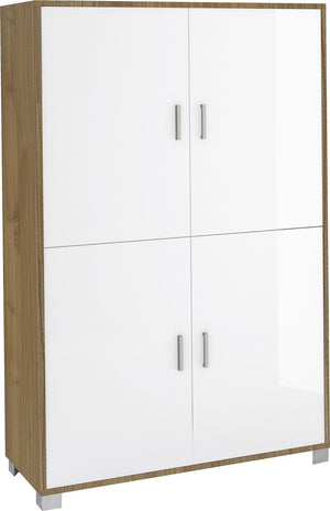 Mobile Multiuso 4 Ante 107x162x41 cm Olmo Chiaro/Bianco Lucido