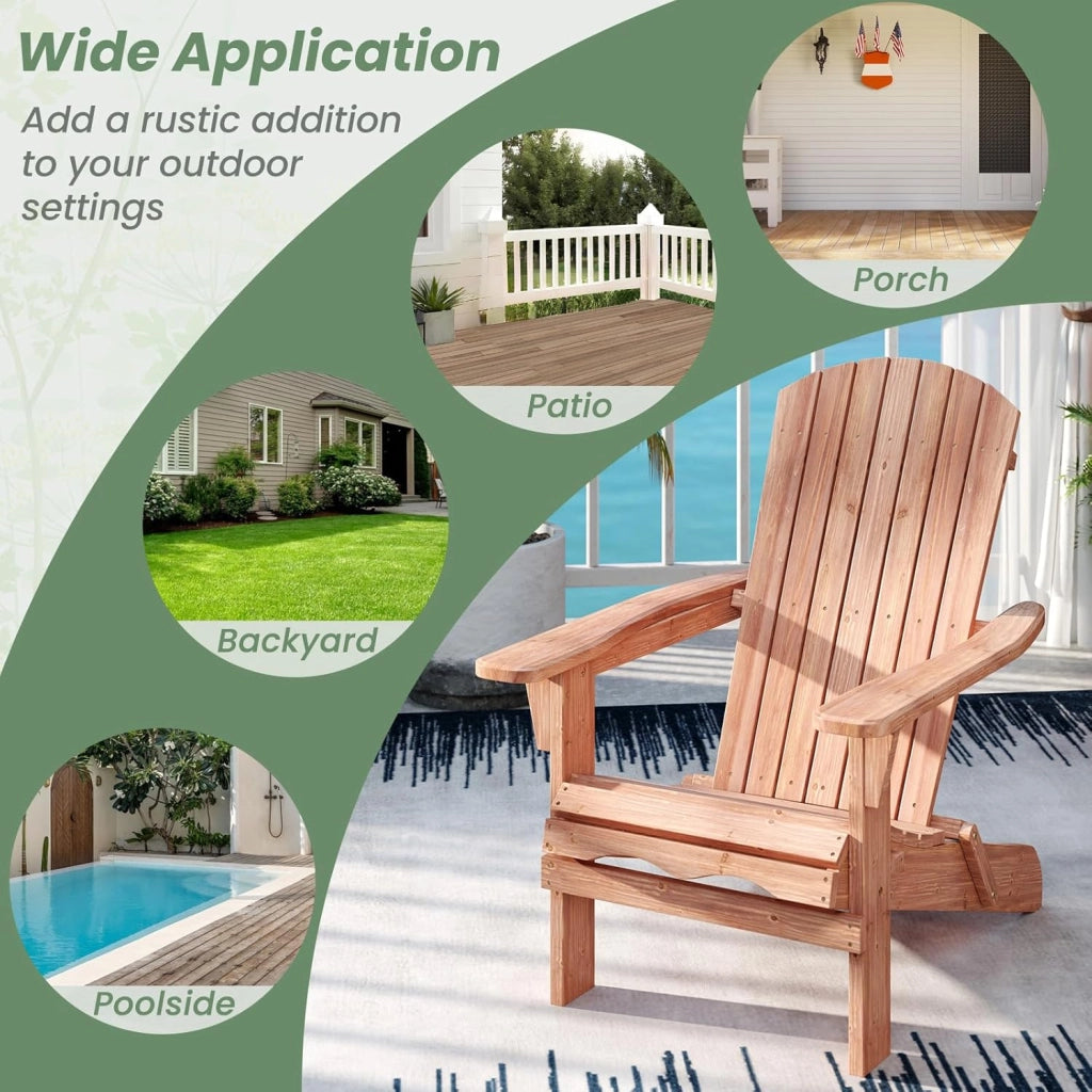 Set di 2/4 Sedie Adirondack Pieghevoli, Sedia da Esterno con Telaio in Legno di Abete, Schienale Alto e Braccioli Ergonomici, Sedia Adirondack per Patio Giardino Cortile Campeggio (1, Giallo)