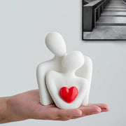 Disegno circolare di un coppia, mini-disegno di una coppia, figure astratte, oggetti decorativi per poltrone da TV, salotti e camere da letto. Regali romantici per San Valentino, un anniversario e un compleanno. (Rosso, M)