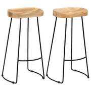 Set di due sgabelli da bar di design sedia seduta in legno massello di mango 1202071