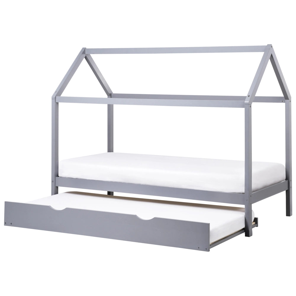 Letto a scomparsa della casa per bambini in legno di pino grigio UE misura singola 90 x 200 cm letto con base a doghe per la cameretta moderna dei bambini.