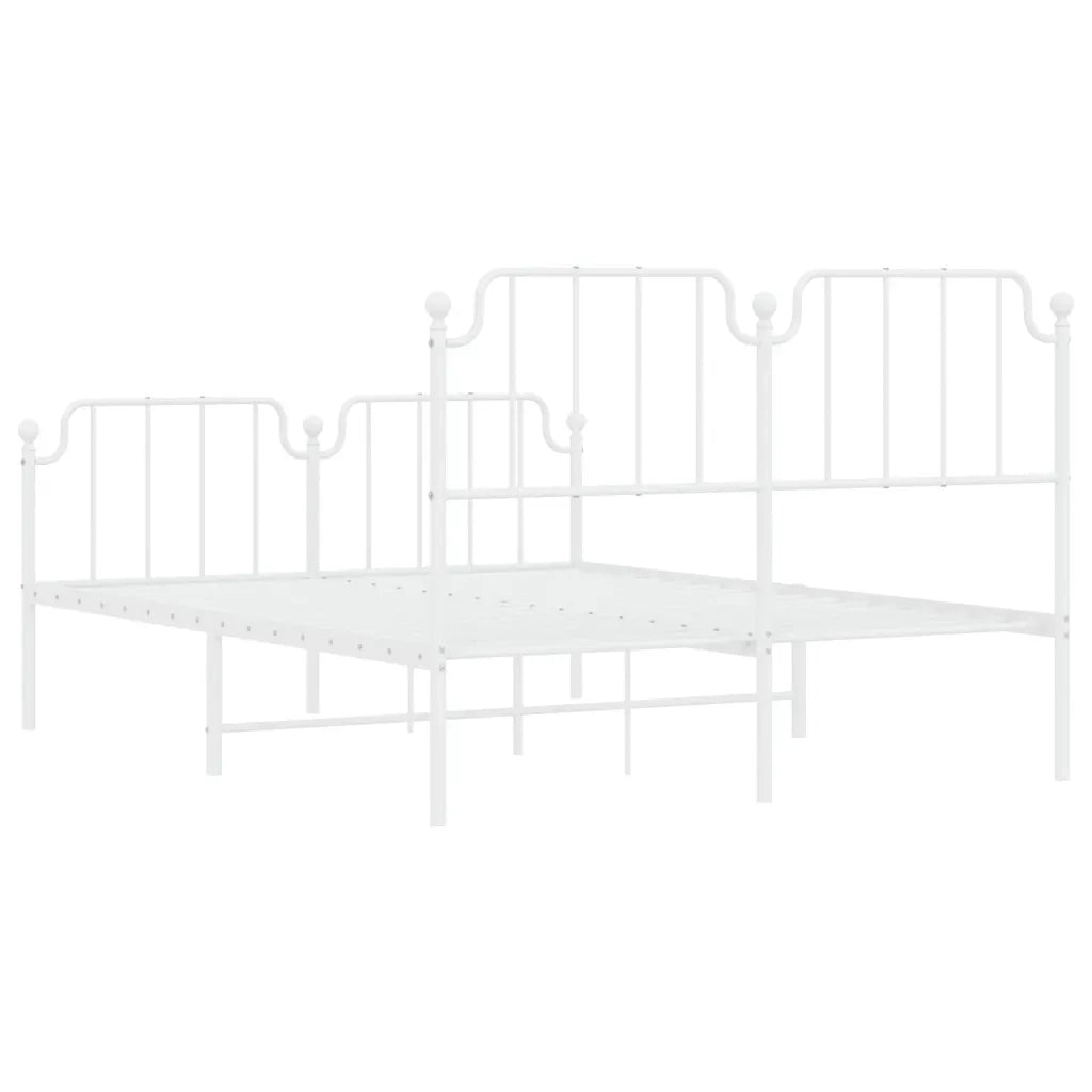Giroletto con Testiera e Pediera Metallo Bianco 140x190 cm 373954