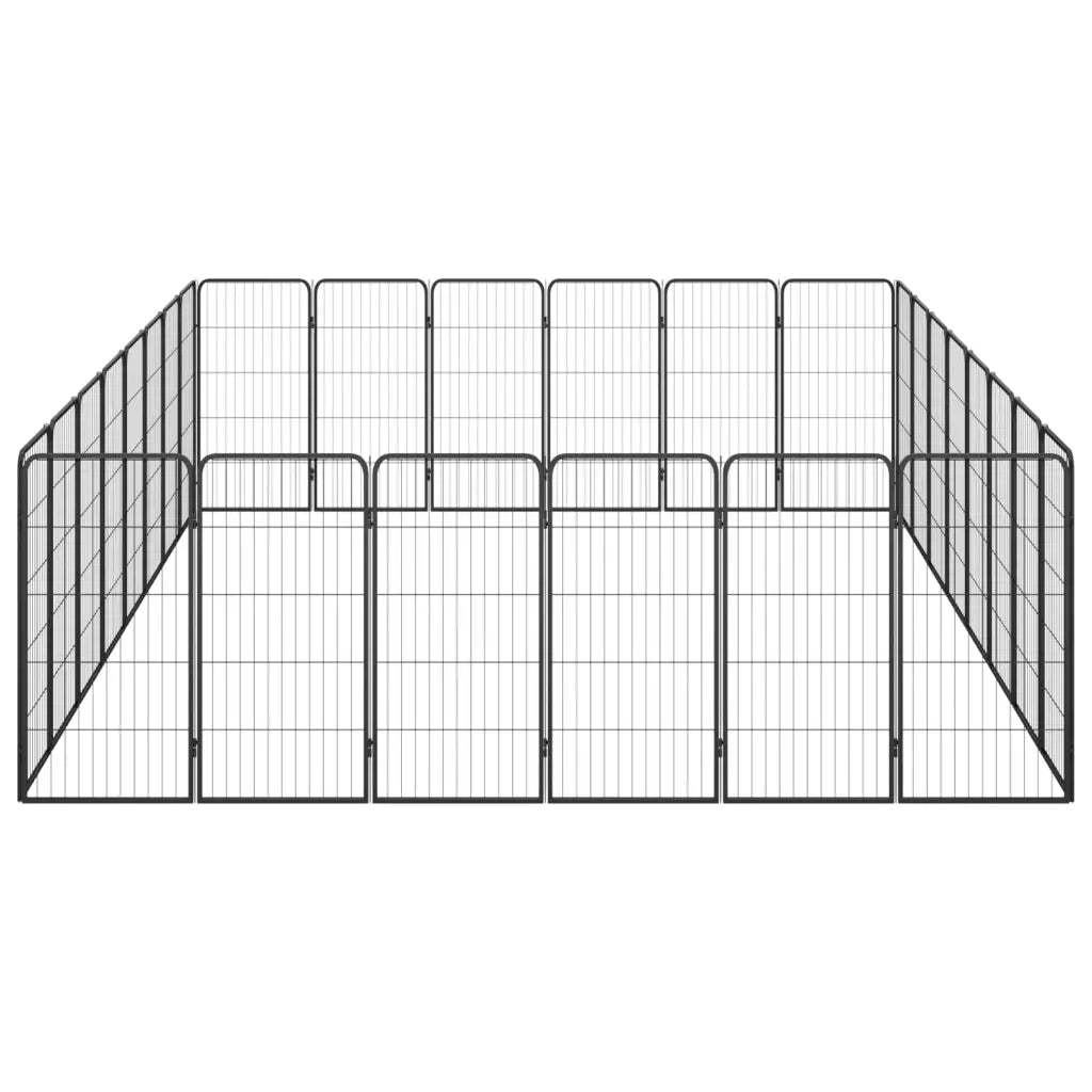 Box Cani 28 Pannelli Nero 50x100 cm Acciaio Verniciato Polvere 3115963