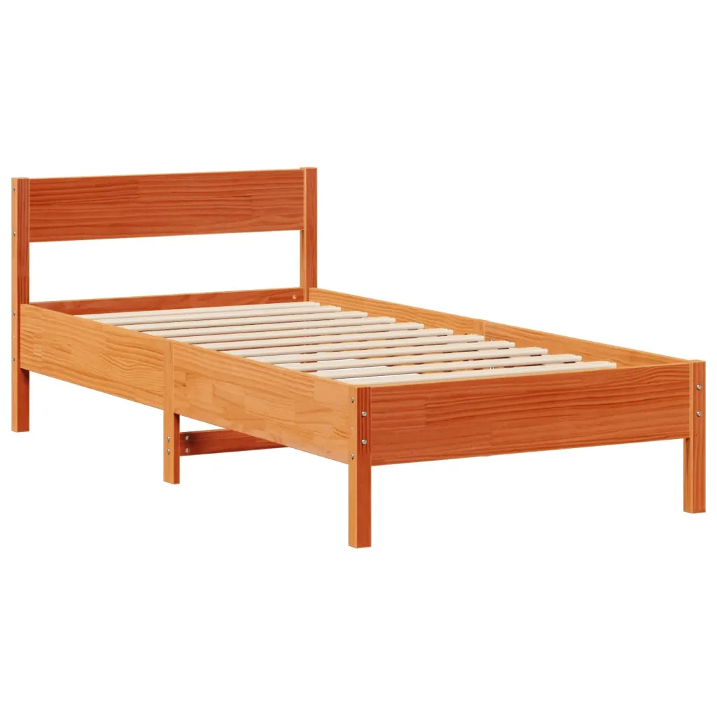 Letto Libreria senza Materasso Marrone Cera 100x200 cm in Pino 3322965