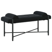 Panchina con bottoni e cuscini Nero 110 x 40 x 46 cm Velluto 42038391