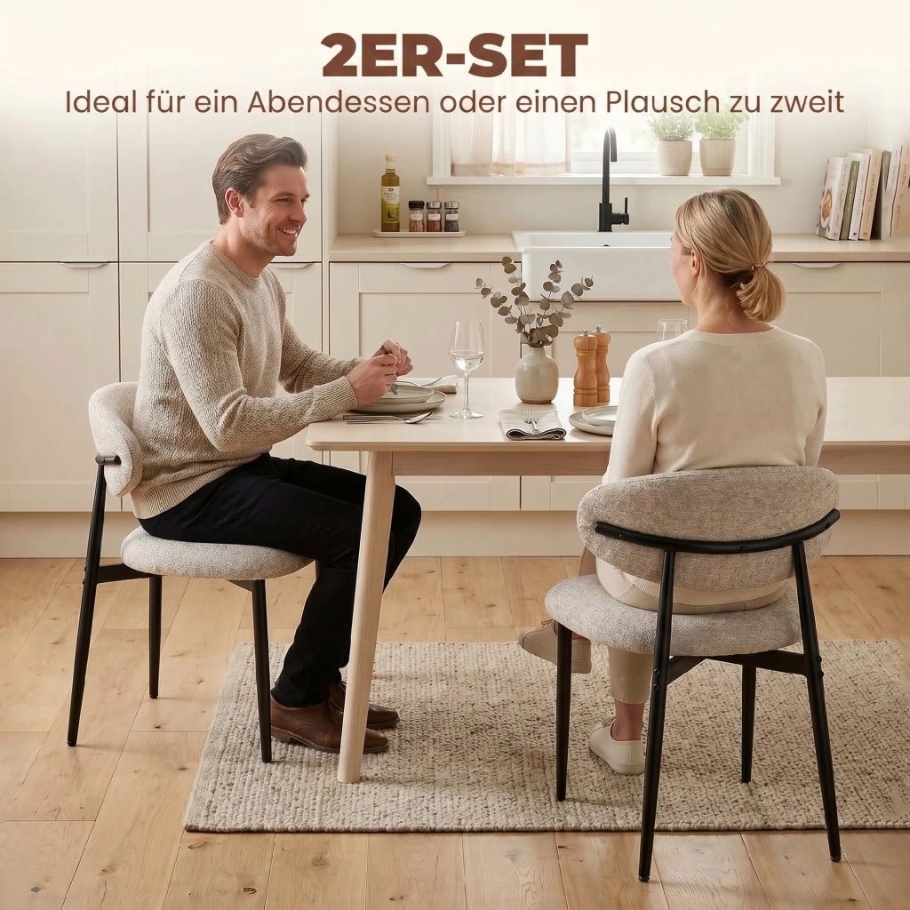 Sedia da pranzo imbottita ¨C Zephmum ¨C Beige, gambe in metallo