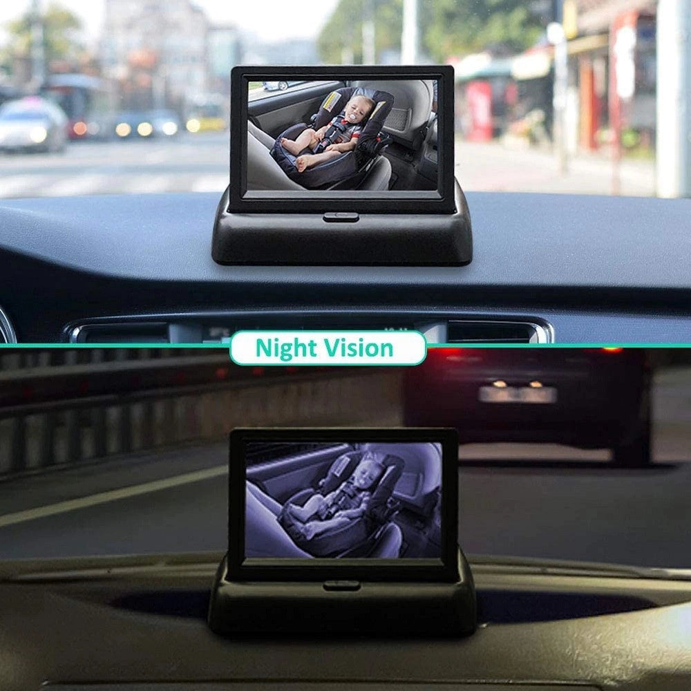 Trade Shop - Baby Monitor Di Sicurezza Lcd Full Hd 1080p Q-ca805 Da 4,5" Per Cruscotto Auto -