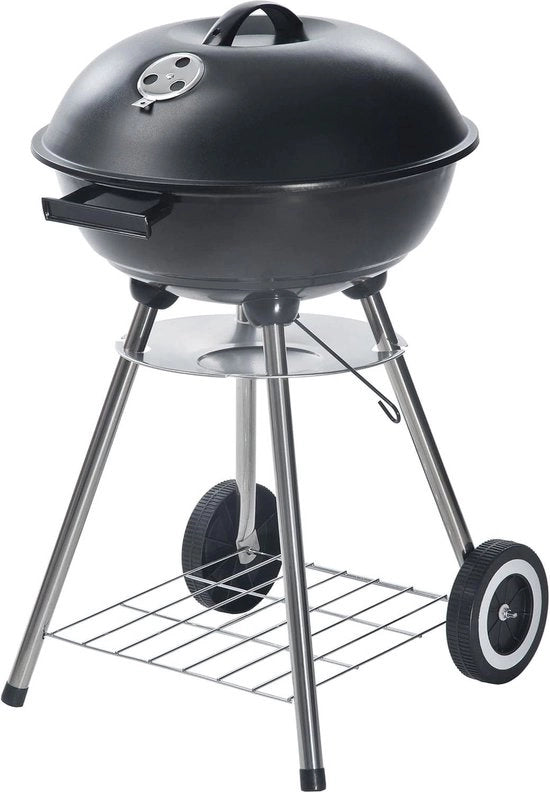 Barbecue Rond - Barbecue a Sfera - BBQ a Carbone - con Coperchio e Ruote - Barbecue con Ripostiglio