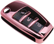 Hoes per chiave auto - TPU - Resistente e morbido - Rosa - Hoes per chiave - Adatto per modelli Audi - Rosa
