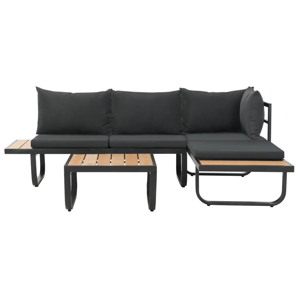 Set Divano da Giardino 2 pz ad Angolo Cuscini in Alluminio WPC 44704