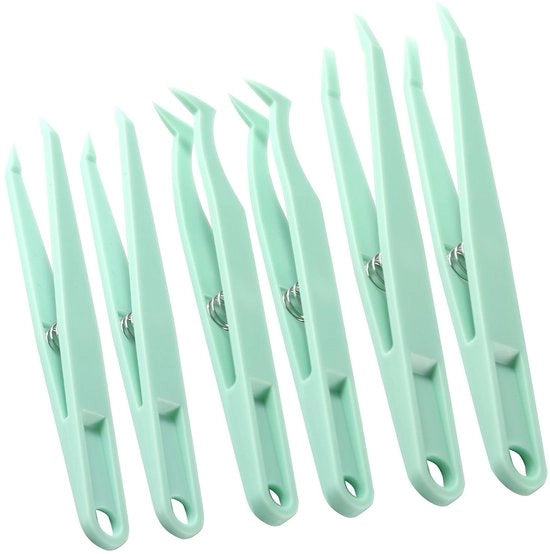 Set di pinze a precisione in plastica antistatiche - 6 pezzi - Verde - Per elettronica e gioielleria - Adatto per laboratorio