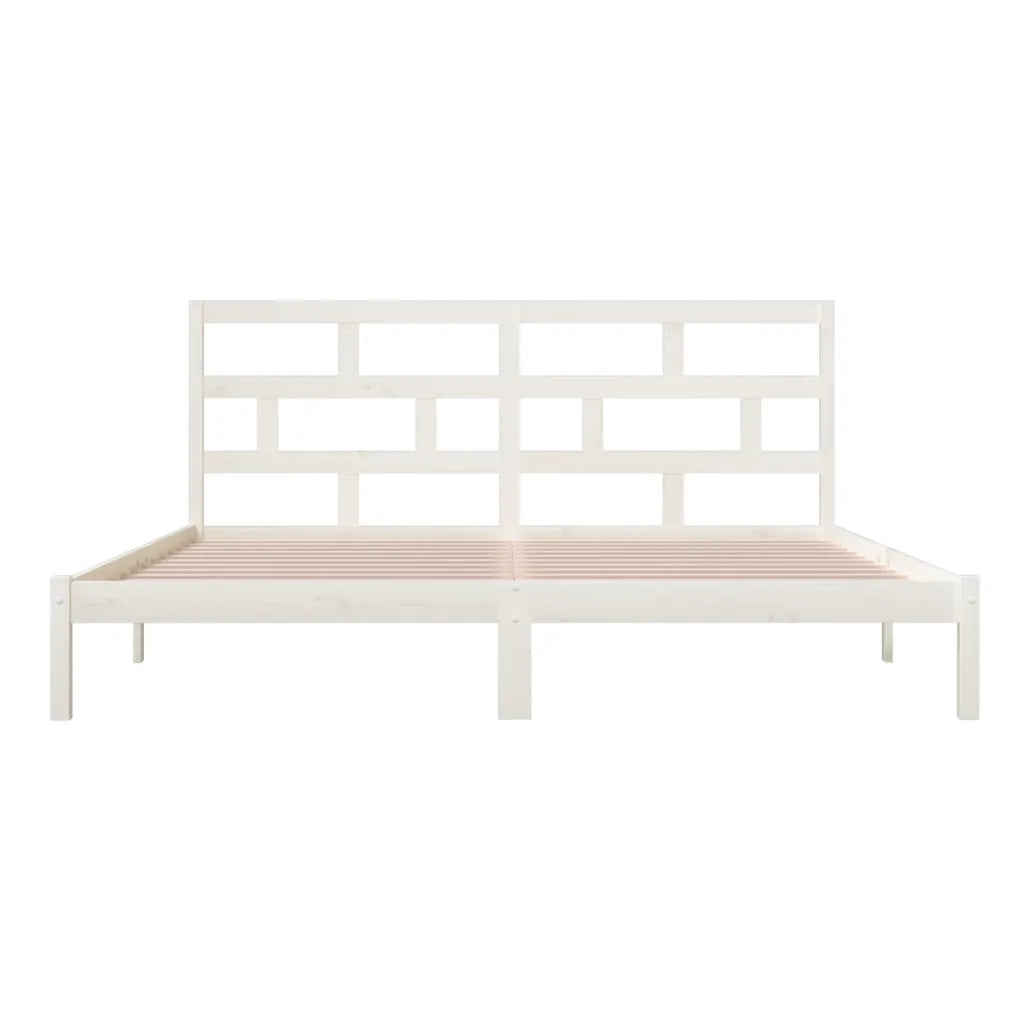 Giroletto-Struttura Letto Bianco in Legno Massello di Pino 200x200 cm 428075