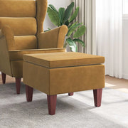 Poggiapiedi con Gambe in Legno Marrone in Velluto cod mxl 38902