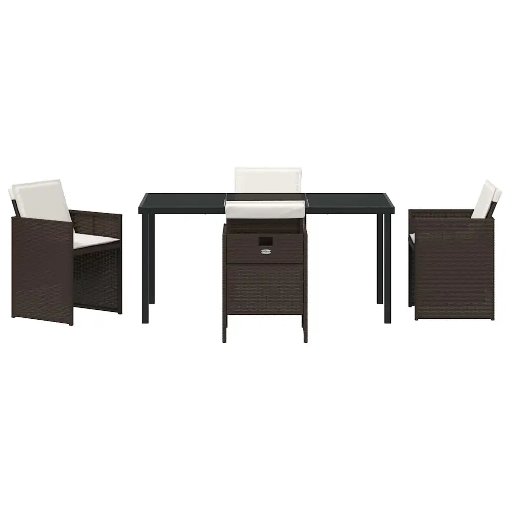 Set da Pranzo per Giardino con cuscino 5 pcs Marrone polyrattan