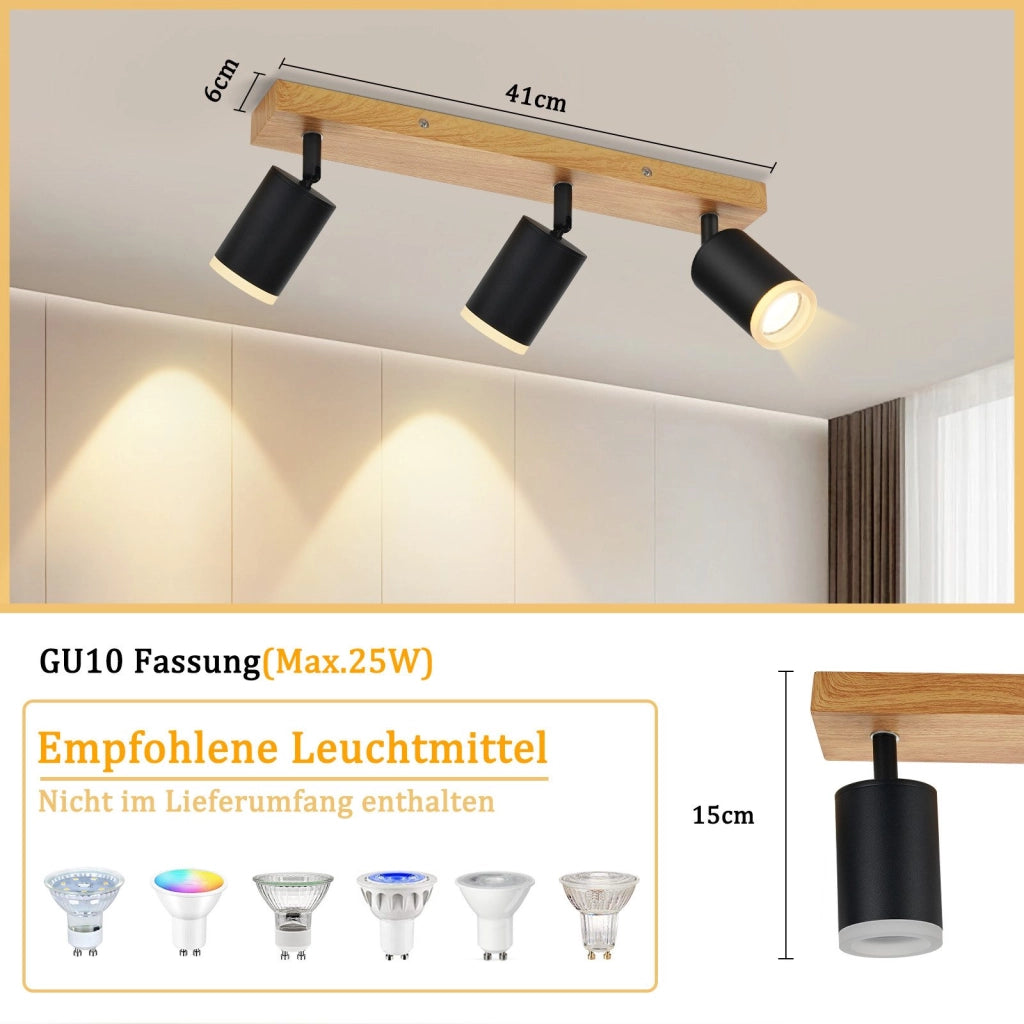 ZMH Faretto da soffitto LED 3 luci GU10 acrilico girevoli 350° per soggiorno