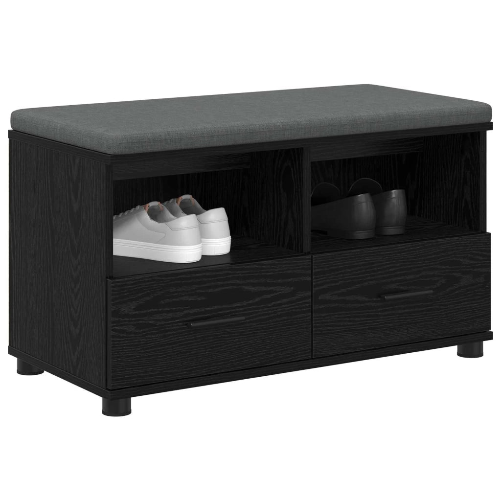 Panca per ingresso con cuscino Rovere Nero 80 x 38 x 46 cm
