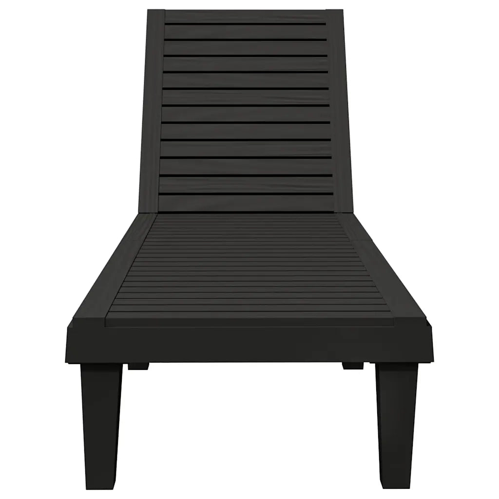 Lettini Prendisole 2 pz | Sdraio da giardino | Lettino da sole Neri 155x58x83 cm in Polipropilene